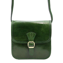 Zelená kožená kabelka Florence 133 v štýle crossbody s prírodnou kožou a zlatým kovaním