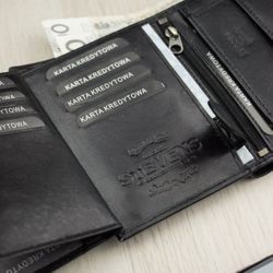 Pánska peňaženka z prírodnej kože STEVENS Unfastened Protective Technology RFID Black